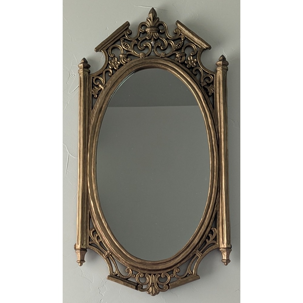 Vintage Syroco Gilted Mirror #5112 Hollywood Regency 1965 Scrolls & Floral Motif